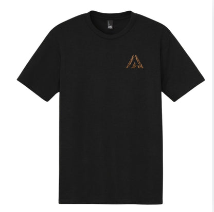 Lost Reeds Tee black front with small reed-pattern Awaken chest logo